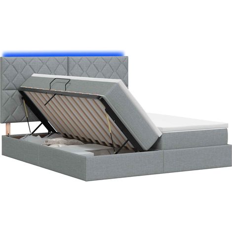 Maison Exclusive - Letto con contenitore LED e materasso Grigio Chiaro (1/5)