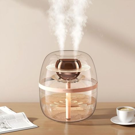 Bedroom humidifier with night light, dual mist and automatic shut-off for home and office (pink) (1/5)