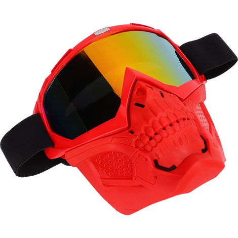 Masque de protection moto intégrant lunettes, coupe-vent pour VTT et vélo tout-terrain, monture et verres rouges. (1/5)