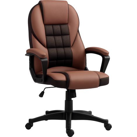 HOMCOM Executive Office Chair High Back Computer Chair with Armrests Brown (1/5)