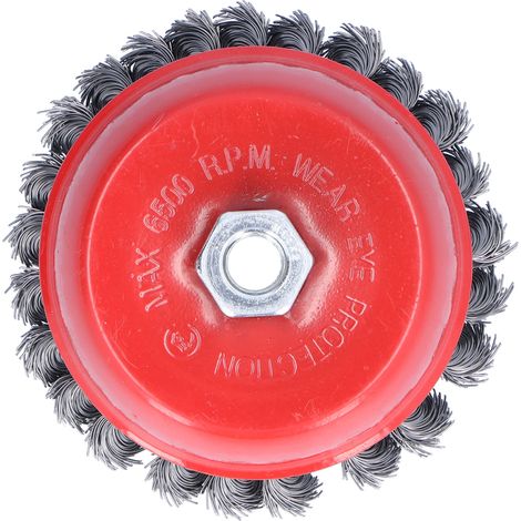 Ortviai Brosse à fil torsadé en rouleau pour meuleuse – 2 pièces, filetage M14, diamètre 125 mm, couleur rouge (1/5)