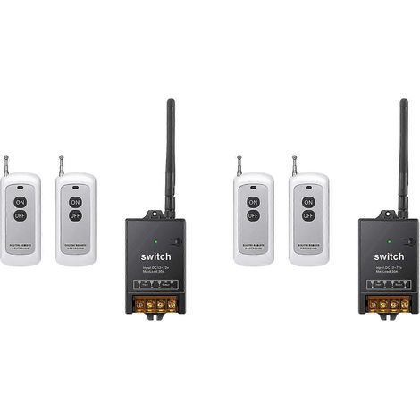 Interrupteur télécommandé (x2), relais 40 A CC 12 V/24 V/48 V/72 V, interrupteur RF sans fil avec télécommande longue portée (300 m). (1/5)