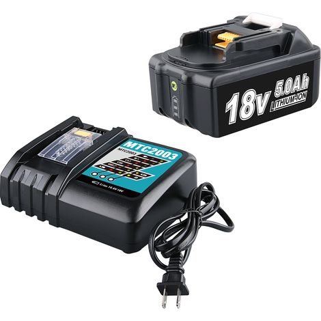 BL1860 18 V 5,0 Ah Akku und 3 A DC18RC Ladegerät für Makita, kompatibel mit Makita 18 V LXT Li-Ionen-Akkus BL1850 BL1840 BL1830 BL1820 BL1815 (1/5)