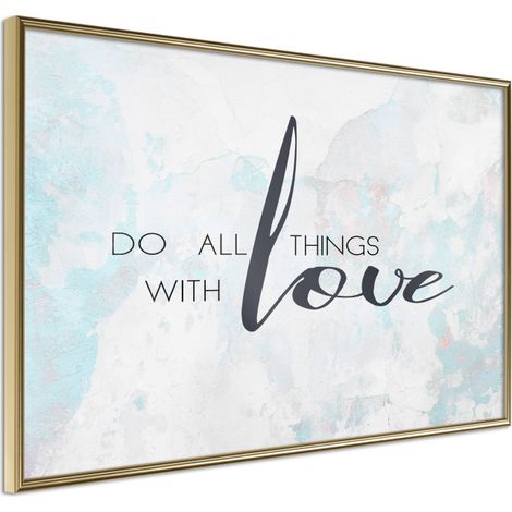 Affiche Murale Encadrée "With Love" 90 x 60 cm Or (1/2)