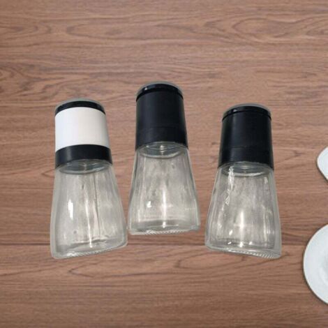 Manual Spice Grinder with 3 Piece Pepper Shakers, Adjustable Pepper Mill for Home or Kitchen, 2 Pieces Black + 1 White (1/4)