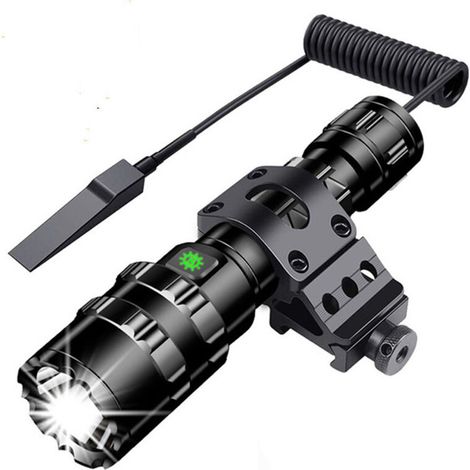 Tactical Flashlight 3000 Lumens Super Bright L2 LED Flashlight USB Rechargeable 5 Lighting Modes Picatinny Rail Mount & Pressure Switch for Outdoor Fishing [Energy Class A+++]