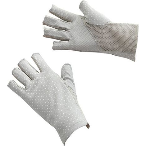 Guanti senza dita, antiscivolo, con protezione UV, guanti da guida, guanti estivi per attività all'aperto per donne e ragazze, grigi