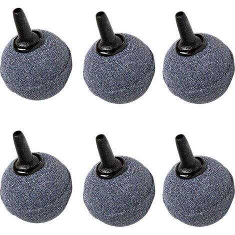 Pierre à Air pour Aquarium - Lot de 6 Pierres Sphériques en Fritté Haute Température - 20 mm (Embout Plastique) (1/3)