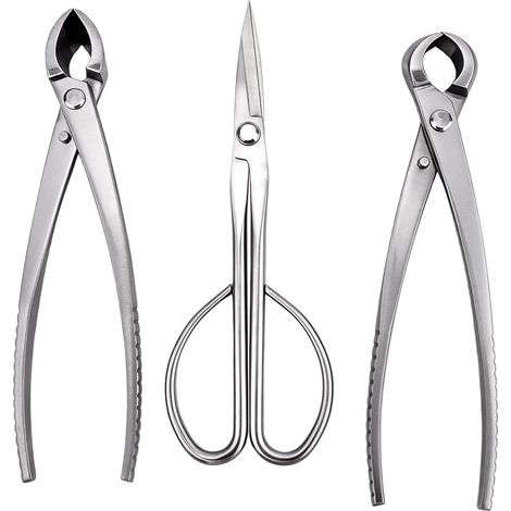 3pcs Outils pour Bonsaï, Acier Inoxydable Comprenant Coupe-Bouton Coupe-Concave et des Ciseaux à Feuilles pour Taille de Précision Mise en Forme et l'Entretien des Plantes (1/5)
