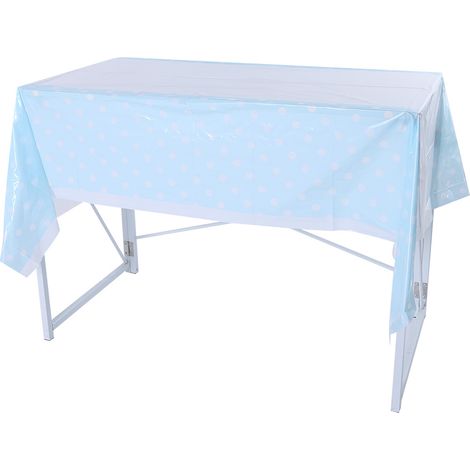 Nappe jetable en PVC à pois pour décoration de fête à domicile, bleue, nappe colorée pour table (1/5)