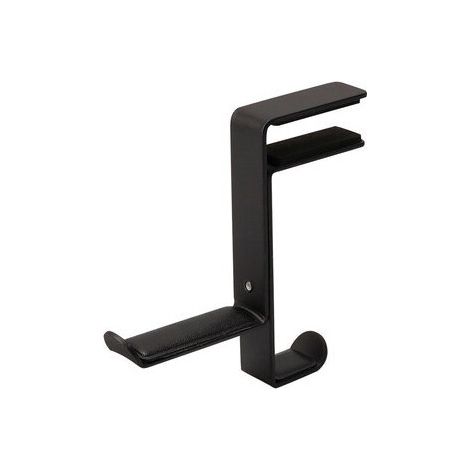 Supporto per auricolari in acciaio con clip da tavolo e vite (nero) (1/3)