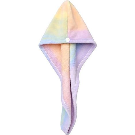 Serviette de bain douce et absorbante à séchage rapide, idéale pour sécher les cheveux longs, bouclés et épais. Elle est dotée de boutons et se porte en turban. Parfaite pour le bain et la douche. (1/5)