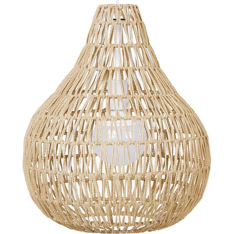 Pendant Ceiling Lamp Beige Paper Rope Plaited Shade Round Boho MOLOPO