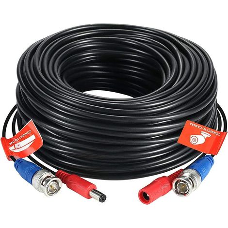 Câble d'alimentation vidéo BNC de 30 m pour caméra de sécurité pour installation de système de vidéosurveillance DVR, câbles d'alimentation vidéo BNC 2 en 1, cordon d'extension avec connecteur