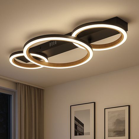 Lampada da soffitto ad anello per soggiorno Lampada da soffitto a LED in legno per camera da letto, 40W 1370lm bianco caldo, LxH 58 x 7 cm (1/5)