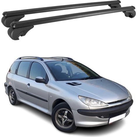 OMAC Aluminium Dachträger Querträger für Peugeot 206 Kombi 2001-2009 – TÜV / DIN 75302:2019 – Abschließbar – Max. 75 kg – 2 Stangen Schwarz (1/5)