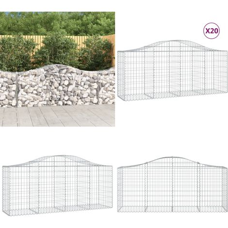 Paniers à gabions arqués 20 pcs 200x50x80/100 cm Fer galvanisé - Panier Gabion - Mur Gabion - Clôture Gabion - Décoration Jardin - Barrière Jardin - Home & Living (1/5)