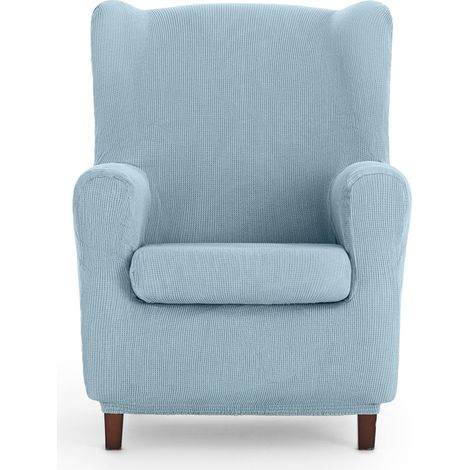 Housse de Fauteuil à Oreilles Universelle et Polyvalente – Housse de Fauteuil Couleur Bleu Ciel Protecteur Facile à Installer pour Dossier, siège et accoudoirs (1/5)