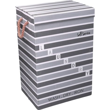 Cesto de ropa gris con tapa cm40x30h60 (1/3)