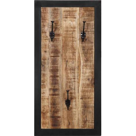 Porte-manteau 40x2x80 cm bois de manguier massif brut