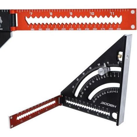 Equerre Menuisier Metal Aluminium Règle de Triangle Pliante Équerre Combinée 317mm Multifonction Équerre Triangle Règle d'Angle Rapporteur 45 90 Degres/Outillage Charpentier/Outillage Bois (1/3)