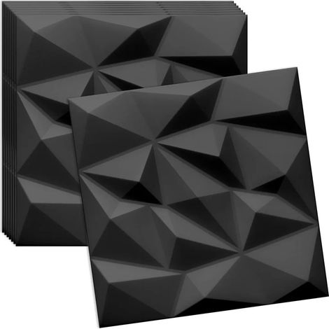 Verdico Panneau mural 3D Polystyrne - Noir - 50x50 cm - Design élégant - 8 pices pour des pices stylées, revtement de mur & plafond (1/5)