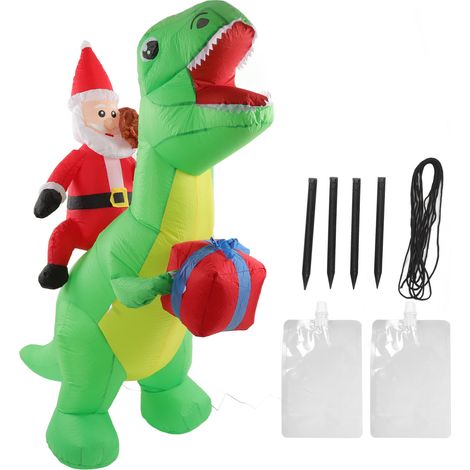 Eosnow Aufblasbare Weihnachts-Dinosaurier-Dekoration, niedlich, lustig, eingebaute LED-Lichter, zum Aufblasen, Weihnachts-Hofdekorationen, 100–240 V, EU-Stecker
