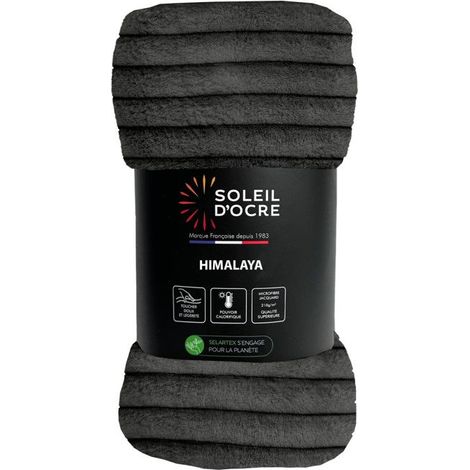 Filiyano-Couvre-lit en flanelle et velours 180 x 220 cm HIMALAYA anthracite, par Soleil d'ocre Anthracite (1/2)