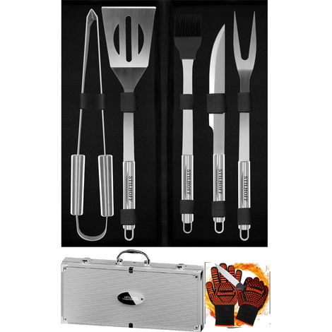 Set di accessori per STILHOFF GRILL, 7 pezzi di posate, 5 pezzi + custodia + guanti