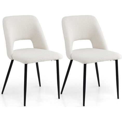 Costway – Lot de 2 chaises de salle à manger en velours – Dossier ergonomique ouvert – Structure en métal – Hauteur d'assise 49 cm – Beige (1/5)