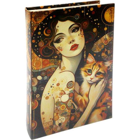 Signes Grimalt Cajas De Libro Regalo Caja Libro Mujer Y Gato Cajas Libro Dorado 5x17x26cm 36435