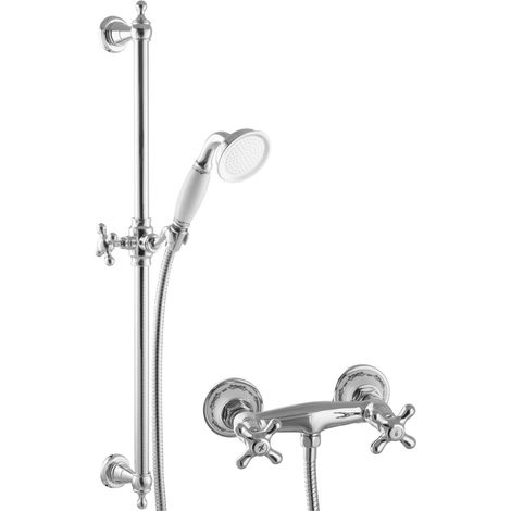 Ensemble de douche rétro PaulGurkes avec barre de douche et robinetterie murale (1/5)