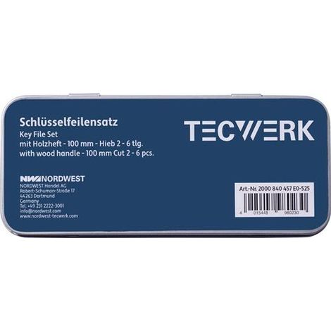 TECWERK Schlüsselfeilensatz DIN 7283 A-F L.100mm Hieb 2 TECWERK