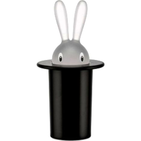 Porte-cure-dents en résine thermoplastique noire avec bouton-poussoir, boîte de rangement décorative en forme de lapin pour ranger les cure-dents (1/3)