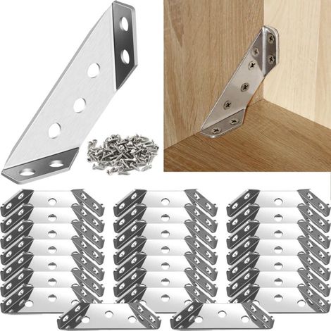Befestigungshalterung, dreieckige Befestigungshalterung aus Edelstahl, Möbelbefestigungshalterung, dreieckige Halterungshalterung, zum Verstärken und Reparieren von Möbeln, Tischen (24 Stück)
