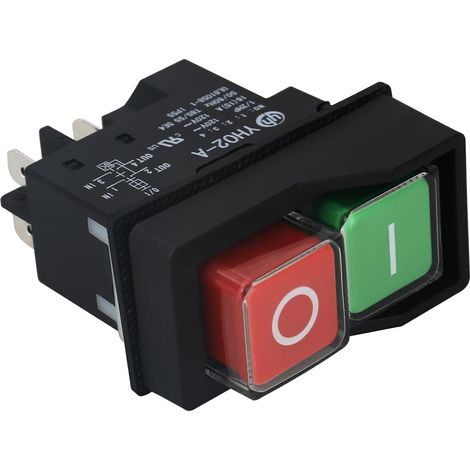 Interrupteur à bouton-poussoir électromagnétique 120 V pour scies de table, perceuse, table de toupie, scie à ruban, scies d'établi et équipements de jardinage - Compatible avec outils électriques et (1/4)