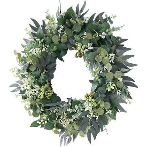 Couronne de baies artificielles pour intérieur et extérieur, feuillage réaliste, décoration murale naturelle, idéale porte ou fenêtre. (1/4)