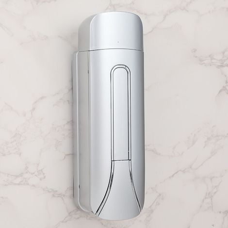 Dispenser manuale di sapone liquido/gel, 400 ml, per lavaggio mani, montaggio a parete, non richiede foratura, con staffa di fissaggio a parete, in plastica ABS (argento). (1/4)