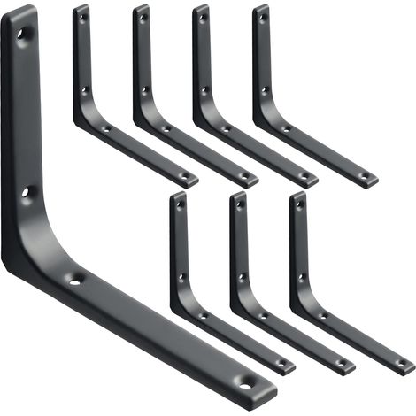 Support mural pour étagère, lot de 8 supports métalliques 150 mm x 125 mm, robustes. (1/5)