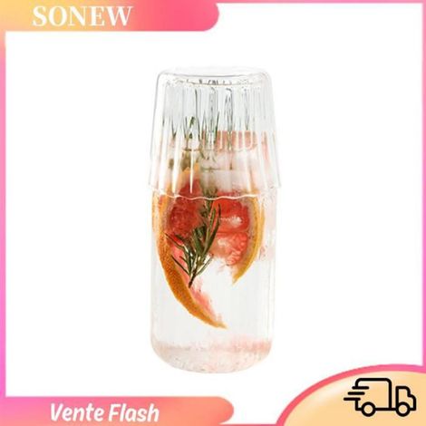 Sonew Ensemble pichet et verre de chevet Pichet de chevet et ensemble de verres, pichet en verre avec gobelet de 600ml et art mug (1/5)