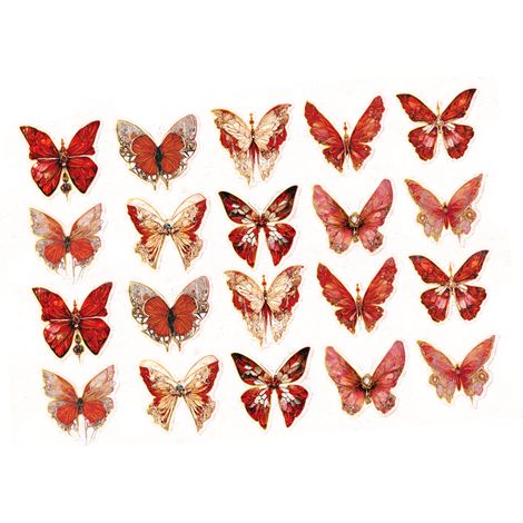 Yanji Sticker-Set – Serie „Entspannungsmomente“ – Lasergeschnittene goldene Schmetterlinge als Tagebuchdekoration (20 Stück) – Tanzmusik (1/5)