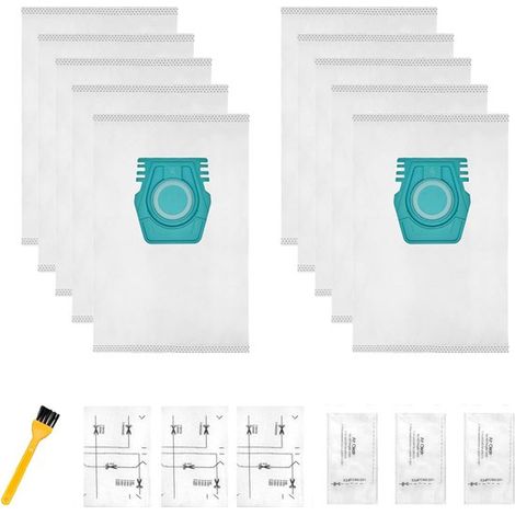 10 sacs d'aspirateur adaptés aux sacs à poussière Miele Pure TU S1 L1 - 3 jeux de filtres en coton petit - avec 1 brosse pour le nettoyage (1/5)