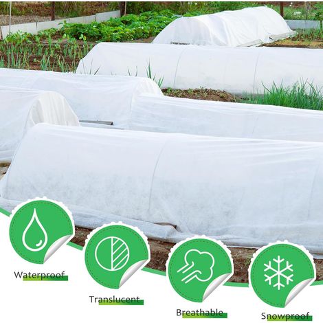 Bâche en Tissu Non Tissé Blanc 2x5m, Couverture Hivernale pour Plantes, Tapis de Protection contre le Gel et la Neige, Isolation Thermique pour Fruits et Légumes (1/4)