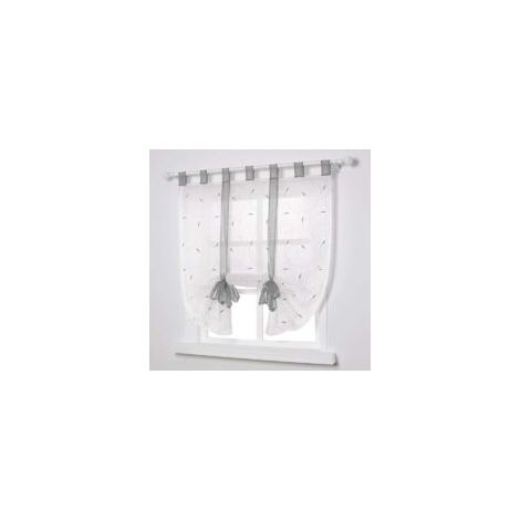 ZVD Fenetre Broderie Stores Romain Voilages Décoration Para Chambre Balcon Cuisine, Gris, 80cmx140cm - Crezuo (1/4)