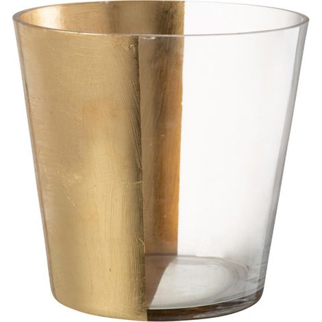Photophore Design en Verre "Boe" 23cm Transparent & Or (1/5)
