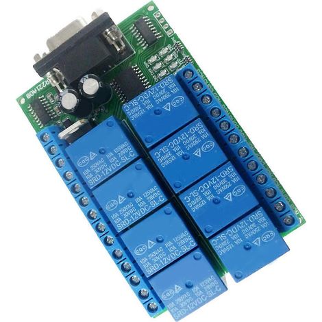 Carte relais RS232 8 canaux, PC, USB, UART, DB9, télécommande pour automate programmable, maison connectée, porte de garage, voiture, portée (1/5)