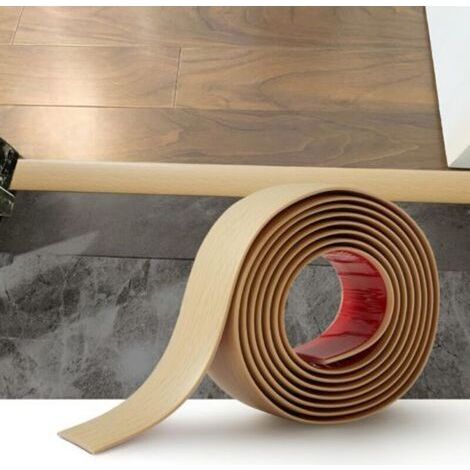 4M Self-Adhesive PVC Threshold Strip, Threshold Transition Strip, Floor Transition Strip for Gap Between Tiles and Wood Floors, 5cm Beige Wood Grain (1/4)