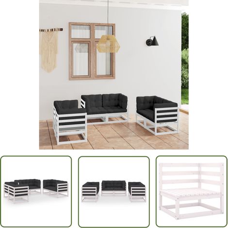 The Living Store 6-tlg. Garten-Lounge-Set mit Kissen Kiefer Massivholz - Garten Lounge Set - Kiefernholzmöbel - Outdoor Möbel - Gartenmöbel - Esszimmergarnitur (1/5)