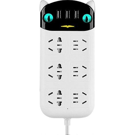 Multiprise de charge USB à 6 prises, ports de charge, protection contre les surtensions, rallonges, prises multiples-18.70X8.80X2.80CM (1/4)