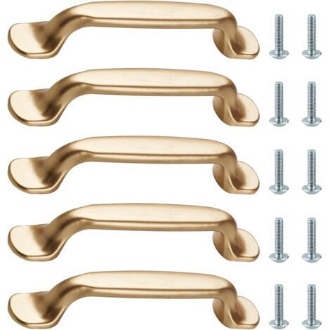 5 Pièces Poignée Dorée Entraxe 96mm, Vintage En Alliage Aluminium, Avec Vis Pour Meuble, Tiroir, Armoire, Commode, Placard De Cuisine Et Chambre (1/5)